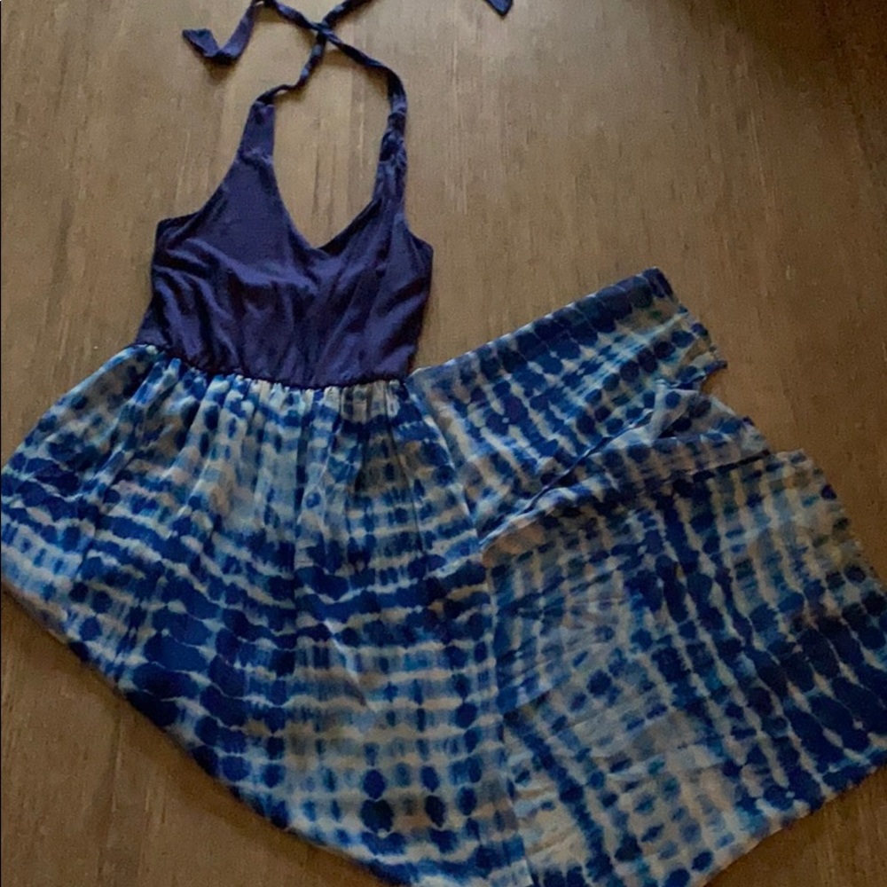 Blue halter maxi dress